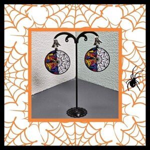 🎃 Colorful Spider‎ Web Earrings (NWOT)